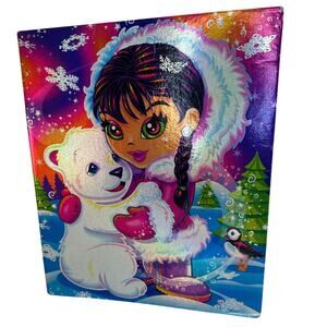 Lisa Frank Vintage Sparkly Binder Girl Polar Bear Puffin